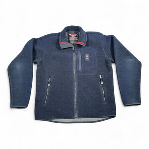 Vintage Abercrombie Fitch Jacket Adult SMALL Blue Fleece Deep Pile Mesh Line 90s